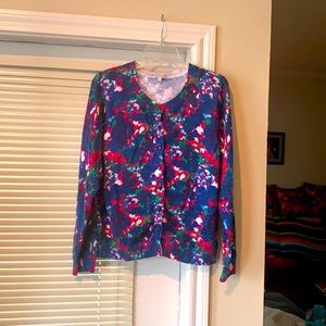 Talbots button up blouse/thin sweater. XL multicolored
